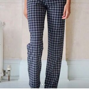 Brandy Melville Tilden Navy & White Check High Rise Pant
